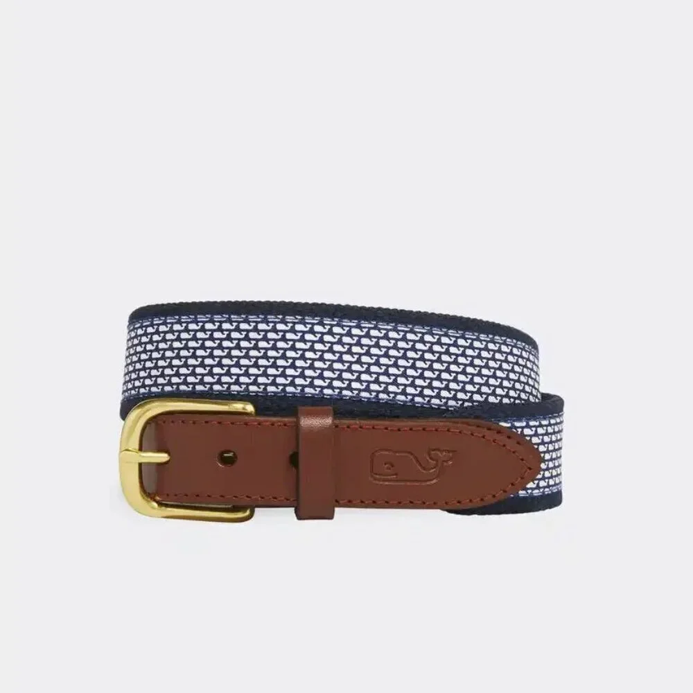 EUC Vineyard Vines Size 26 Micro Whale Logo Blue Golf Club Belt